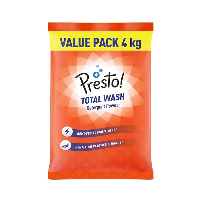 Amazon Brand – Presto! Total Wash Detergent Powder 4 kg Value Pack