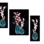 Saf Set Of 3 Flower Uv Tectured Multi Effect 6 Mm Mdf Framed Decorated Gift Item 12 Inch X 18 Inch Paintings Sanfjm32429