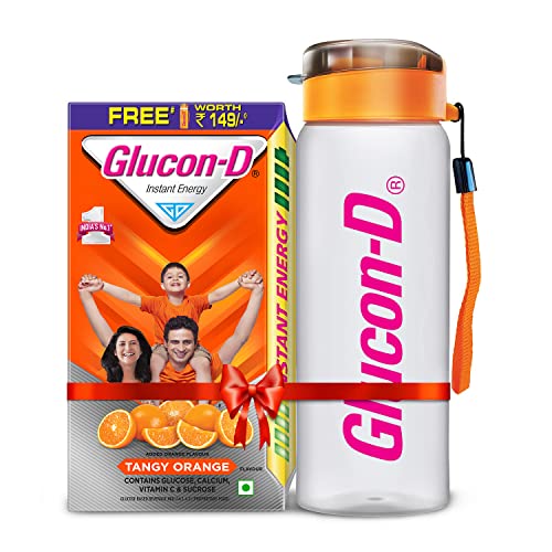 Glucon-D Tangy Orange Glucose Powder With Free Sipper(1Kg, Refill)| For Tasty & Healthy Orange Flavoured Glucose Drink| Provides Instant Energy| Vitamin C Boosts Immunity| Contains Calcium For Intense Bone Health