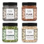 Lila Dry Fruits 4 Superseed Combo (Chia, Pumpkin, Sunflower & Flax) 250Gms Each (1Kg Total) Jar Pack |Immunity Combo For Weight Loss | Mix Seeds For Eating | Diet Snacks | Superfood