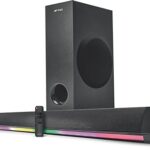 Ant Esports Sbw200| Rgb Light 200 Watts Sound Bar With 5.5 Inch Subwoofer, Hdmi/Optical/Aux/Usb/Tf And Bluetooth 5.0 Connection,Fm Radio,Bass Adjustable,Wall Mountable,4 Eq Modes,Remote Control–Black