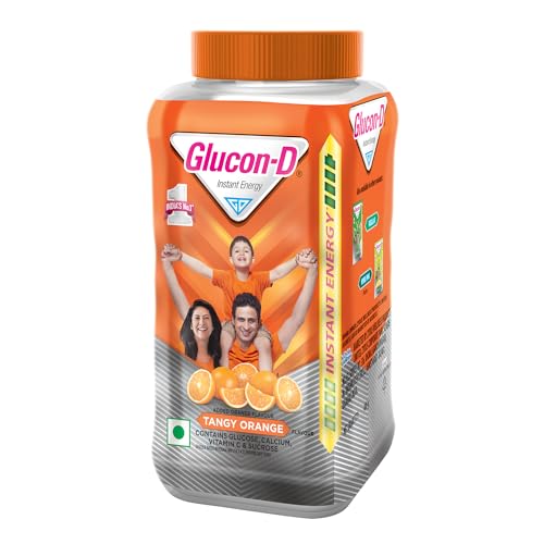 Glucon-D Tangy Orange Glucose Powder(400G, Jar)| For Tasty & Healthy Orange Flavoured Glucose Drink| Provides Instant Energy| Vitamin C Supports Immunity| Contains Calcium For Bone Health|