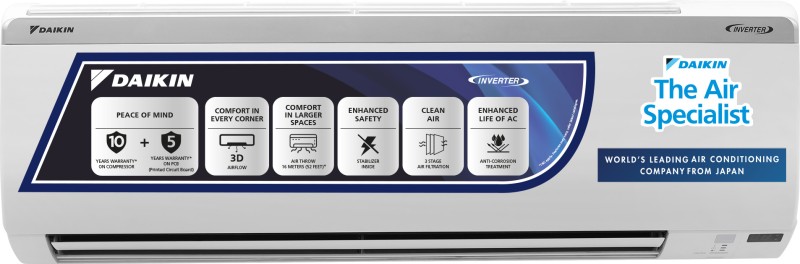 Daikin 2023 Model 1.5 Ton 5 Star Split Inverter Ac With Pm 2.5 Filter  – White(Rkm50Uv16U / Rkm50Uv16V / Rkm50Uv16Va /Mtkm50Uv16U/Mtkm50Uv16V/Mtkm50Uv16Va, Copper Condenser)