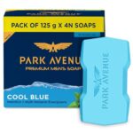 Park Avenue Premium Men’S Soaps For Bath – Cool Blue | 125G (Pack Of 4) | Menthol & Mineral Energizer | Grade 1 Soap | For All Skin Types