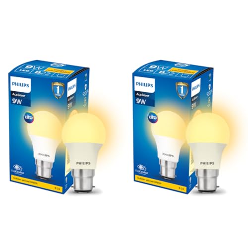 Philips 9W B22 Led Warm White/Yellow Bulb, Pack Of 2