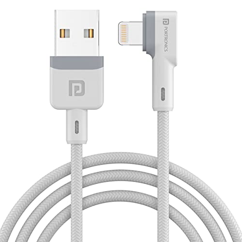 Portronics Konnect L 1.2M Por-1401 Fast Charging 3A 8 Pin Usb Cable With Charge & Sync Function (White)