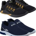 Bruton Combo Pack Of 2 Casual Training & Gym Shoes For Men(Black, Blue)