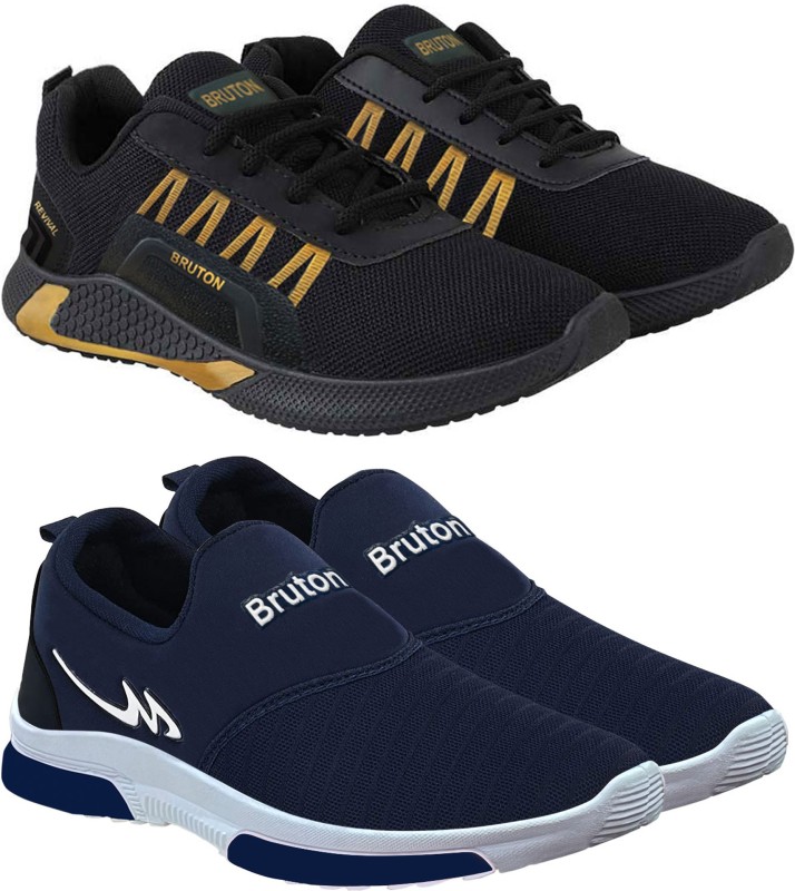 Bruton Combo Pack Of 2 Casual Training & Gym Shoes For Men(Black, Blue)