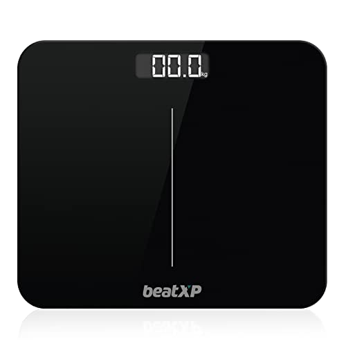 Beatxp Gravity Elite Digital Weighing Scale For Body Weight With 6 Mm Thick Tempered Glass | Electronic Weight Machine With High Precision Sensors & Backlit Lcd Panel | 24 Months Warranty (Black)