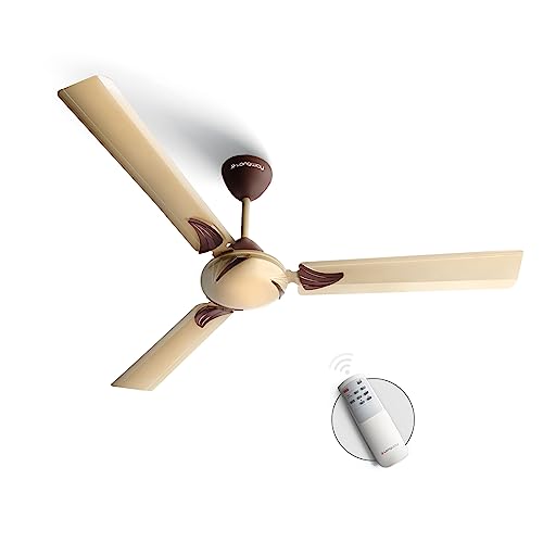 Longway Creta P1 1200 Mm/48 Inch Remote Controlled 3 Blade Anti-Dust Decorative Star Rated Ceiling Fan (Golden, Pack Of 1)