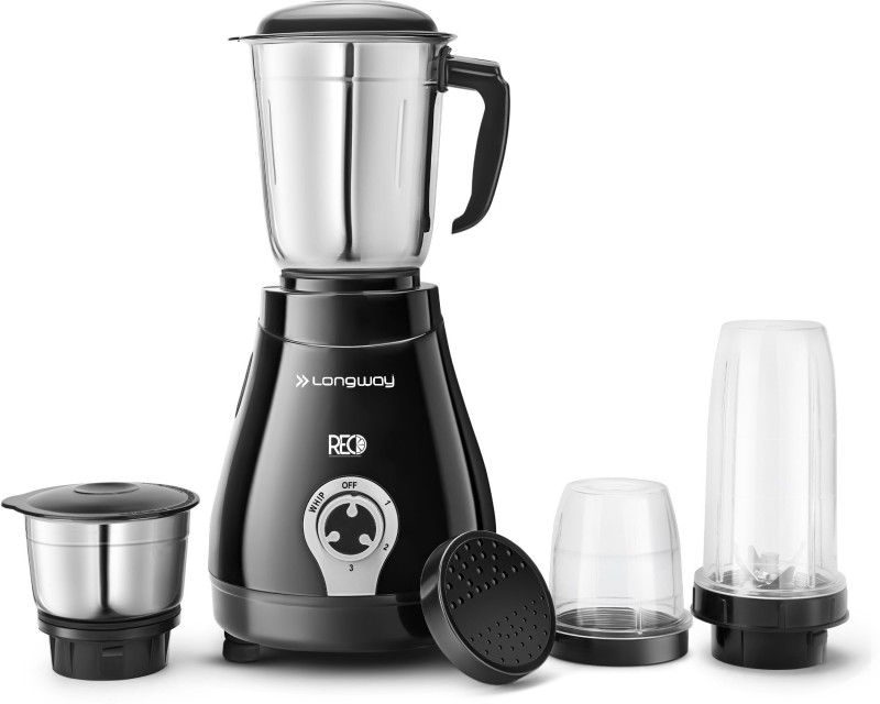 Longway Reo 550 W Mixer Grinder (4 Jars, Black)