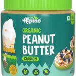 Alpino Organic Natural Peanut Butter Crunch 400 G | 30% Protein | Made With 100% Organic Peanuts | No Added Sugar & Salt | Plant Based Protein Peanut Butter Crunchy