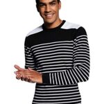 Red Tape Men’S Cotton Round Neck Sweater (Rfw0071_Black White_Xl_Black White_Xl)