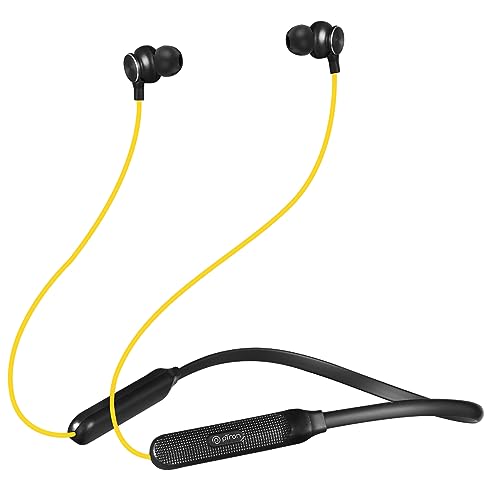 Ptron Tangent Duo Bluetooth 5.2 Wireless In-Ear Headphones, 13Mm Driver, Deep Bass, Hd Calls, Fast Charging Type-C Wireless Neckband, Dual Pairing, Voice Assistant& Ipx4 Water Resistant (Yellow/Black)