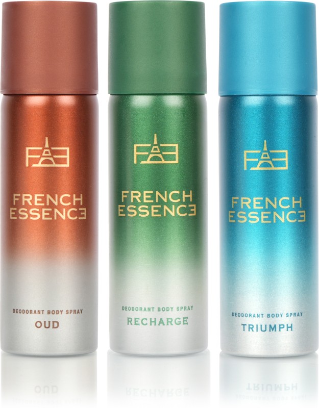 French Essence Combi Pack Of Oud,Triumph,Recharge Deodorant Spray  –  For Men(50 Ml, Pack Of 3)