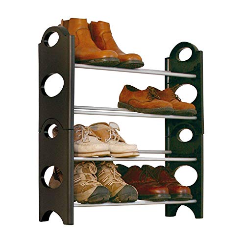 Go Hooked 4 Layer Plastic Shoe Rack | Shoe Rack | Plastic Shoe Rack, Black