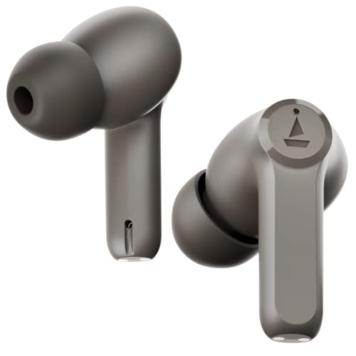 Boat Airdopes 393Anc True Wireless In Ear Earbuds With 32Db Hybrid Anc, Quad Mics With Enx™ Tech, 30 Hours Playback,Beast™ Mode,Asap™ Charge,Ambient Mode,Bluetooth V5.2 Iwp™,Ipx5(Darvy’S Grey)