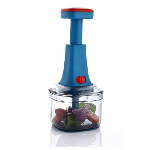 Ganesh Clever Chop Push Chopper Manual Hand Press Push Chopper With 3 Blades For Effortless Chopping Vegetables & Fruits