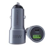 Crossvolt 38W Fast Car Charger Adapter With Dual Output. Quick Charge, Type C Pd 20W & Qualcomm 3.0 Compatible For Iphone, Samsung,Nothing One,Google Pixel,Mi, Tablets & More(Silver)