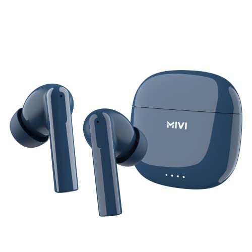 Mivi Duopods A550 Truly Wireless In Ear Earbuds With Quad Mic Enc(Environmental Noise Cancellation), 13Mm Powerful Bass Drivers, 50+ Hours Of Playtime, High Audio Quality, Metallic Design (Blue)