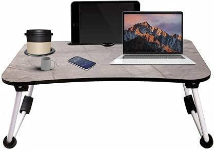 Winsobey Study Table/Bed Table/Foldable And Portable Wooden/Writing Desk For Office/Home/School (Marble Dark)