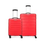 Aristocrat Chroma Set Of 2 Hard Luggage (55Cm And 65Cm) | Cabin And Large Check-In Luggage | Robust Construction With Strong Wheels, Rust-Free Trolley, Secured Zip And Secured Combination Lock | Red