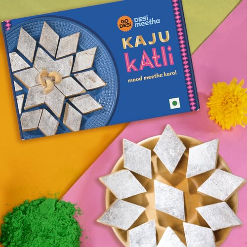 Go Desi Kaju Katli 200 Grams, Indian Sweets Gift Pack, Desi Meetha, Sweets Indian Mithai, Cashew