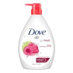 Dove Renewing Raspberry Body Wash With Lime Pump Bottle | Go Fresh Nourishing Shower Gel | Gentle & Mild Body Cleanser For Nourished & Smooth Skin, 1L