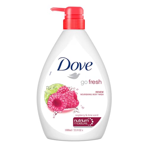 Dove Renewing Raspberry Body Wash With Lime Pump Bottle | Go Fresh Nourishing Shower Gel | Gentle & Mild Body Cleanser For Nourished & Smooth Skin, 1L