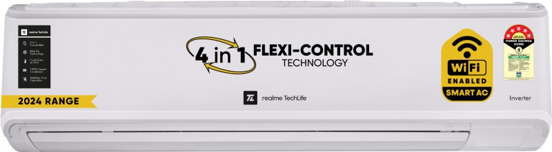 Realme Techlife 2024 Model 1.5 Ton 5 Star Split Inverter Smart Ac With Wi-Fi Connect Ac With Wi-Fi Connect  – White(155Siaa22Bwrs, Copper Condenser)