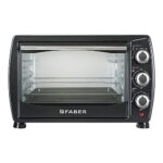 Faber 20L 1400W Otg | Bake, Toast, Grill | 4 Stage Functions, Upper & Lower Heating | Cool-Touch Handle, Heat Resistant Glass, Indicator Light, Auto-Shut, Ready Bell | Removable Crumb Tray | (Black)