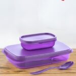 Porslin 2 Compartment Violet Lunch Box Office, School. Collage Use 2 Containers Lunch Box(400 Ml)