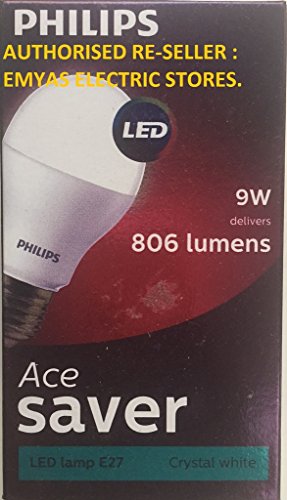 Philips Ace Saver Base E27 9-Watt Led Bulb (Pack Of 4, White)