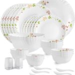 Cello Pack Of 35 Opalware Dazzle Secret Garden Dinner Set(White, Microwave Safe)