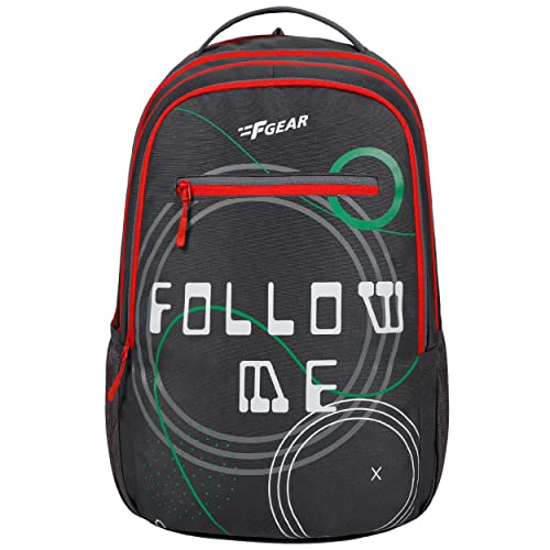 F Gear Follow Me Laptop School Bag 35L Grey Red Backpack