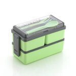 Tex-Ro 3 Compartment Lunch Box For Office Men And Lunch Box For Kids, Microwave Safe Lunch Boxes (Pack Of 1, Green&Grey, Plastic), 1400 Milliliter