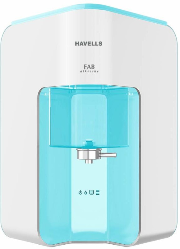 Havells Fab Alkaline 7 L Ro + Uv + Alkaline Water Purifier 8 Stages, Patented Corner/Wall Mounting And Alkaline Water Technology(White, Blue)