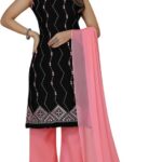 Jr Trends Self Design Kurta, Sharara & Dupatta Set