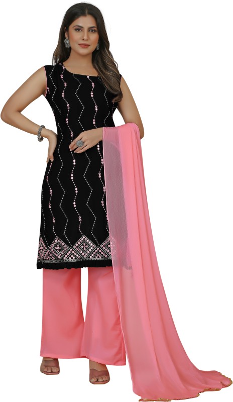 Jr Trends Self Design Kurta, Sharara & Dupatta Set