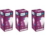 Philips Ace Saver Base E27 9-Watt Led Bulb (Pack Of 3, Crystal White)