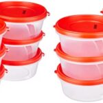 Amazon Brand – Solimo Nestable & Stackable Polypropylene Container Set, Round, 500 Ml, Set Of 12, Red