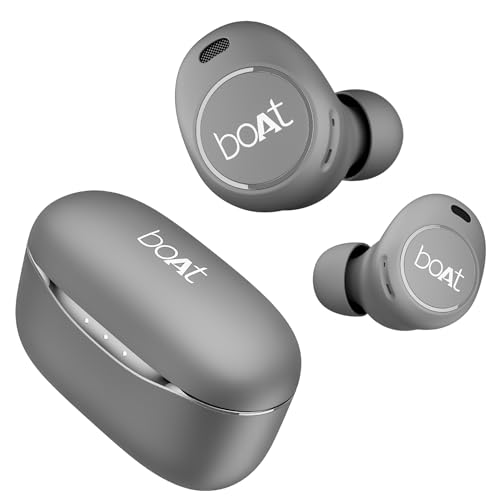 Boat Airdopes 121 V2 Plus In Ear Tws Earbuds With 50 Hrs Playtime,Quad Mics W/Enx Tech,Asap Charging, Beast Mode(50Ms Low Latency),Btv5.3 & Ipx4(Slate Grey)