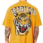 Leotude Half Sleeve Back Print Oversized T-Shirts For Men (Color: Mustard, Size: L)