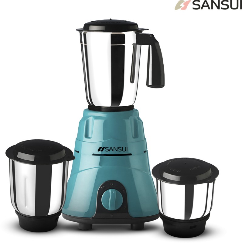 Sansui Allure Plus 500 W Juicer Mixer Grinder (3 Jars, Black, Blue)