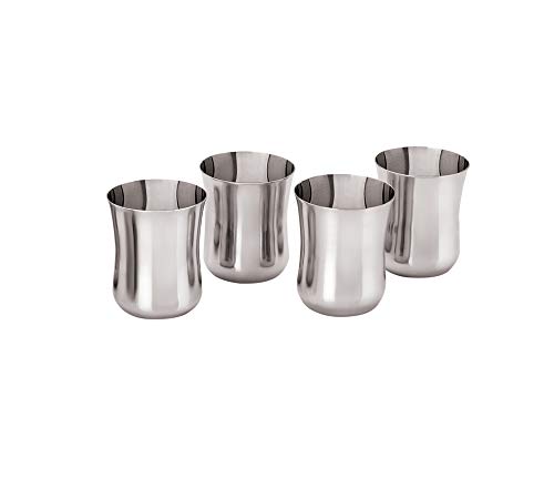 Neelam Stainless Steel 6.5 22G Prm Damaru Glass, 170 Ml, Silver, Set Of 6