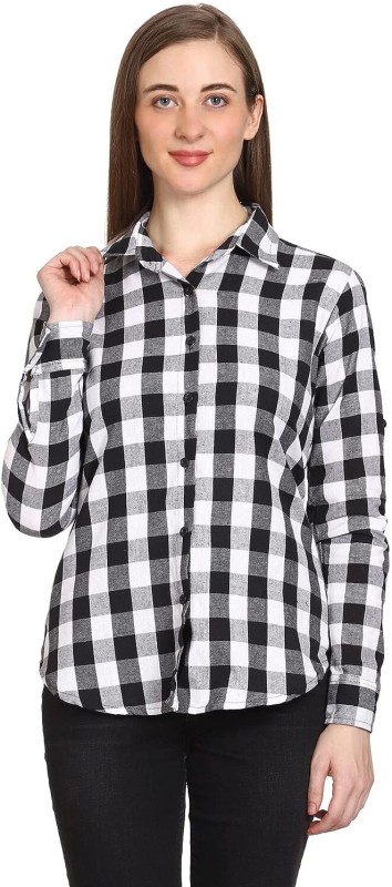 Rida Creation Women Checkered Casual White Shirt