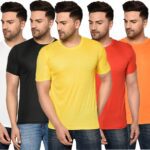 Inktees Solid Men Round Neck Multicolor T-Shirt