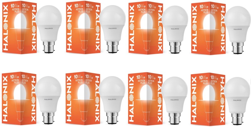 Halonix 10 W Round B22 Led Bulb(White, Pack Of 8)