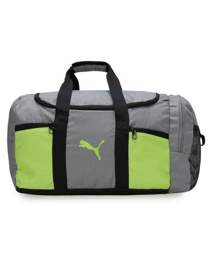 Puma Unisex-Adult Core Duffle Bag, Gray Fog-Electric Lime (9111203)