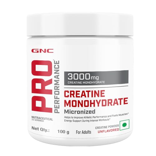 Gnc Pro Performance Creatine Monohydrate | 100 Gm | 33 Servings | Boosts Athletic Performance | Micronized & Instantized | Fuels Muscles | Provides Energy Support For Heavy Workout | Unflavoured | Formulated In Usa